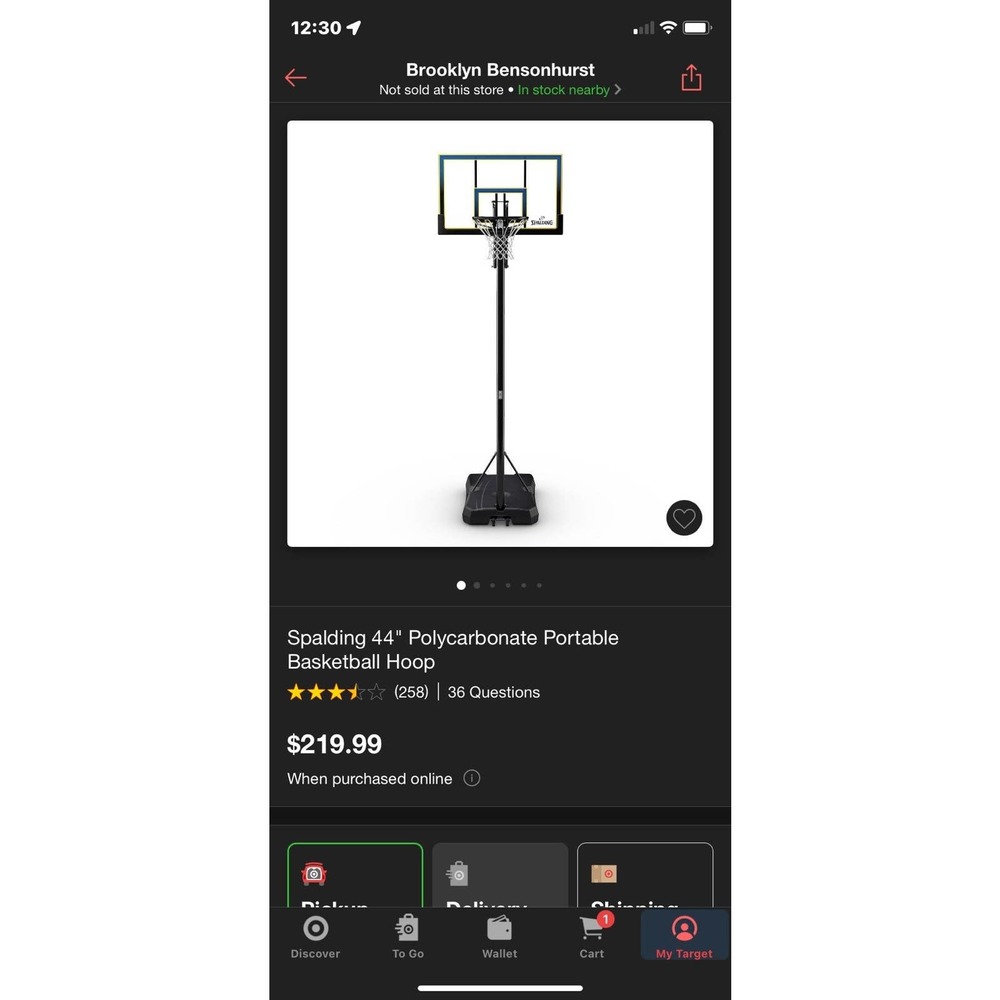 Nwt-Spading 44" Polycarbonate Portable Basketball Hoop